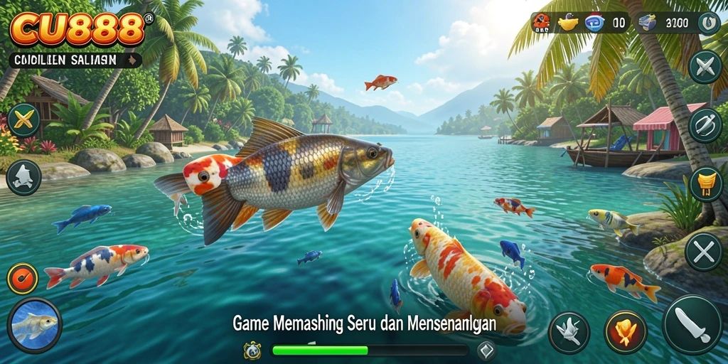 Tampilan gameplay CU888 dengan aksi memancing yang menegangkan.