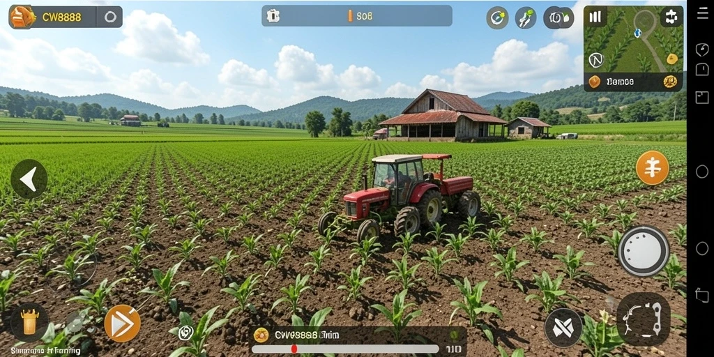Screenshot CW8888 menampilkan aktivitas bertani yang seru dan interaksi dengan karakter lainnya.