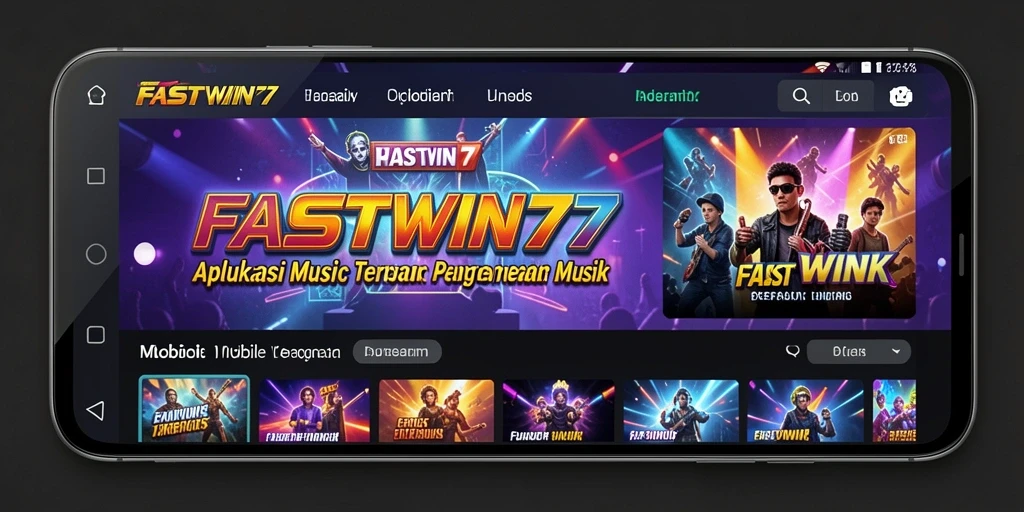 Screenshot utama FASTWIN77 menampilkan pengguna yang menikmati gameplay musik.