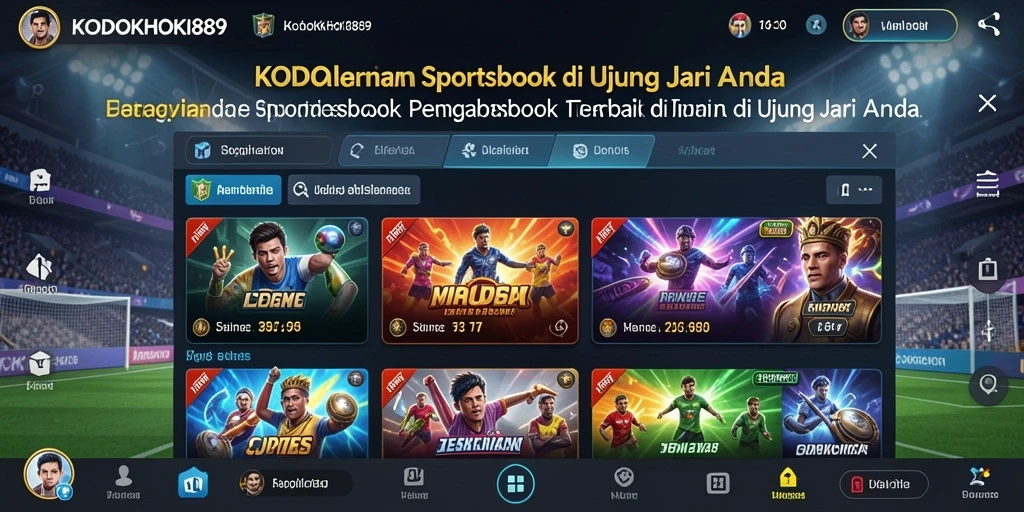 Tampilan utama KODOKHOKI889 dengan berbagai pilihan taruhan olahraga.