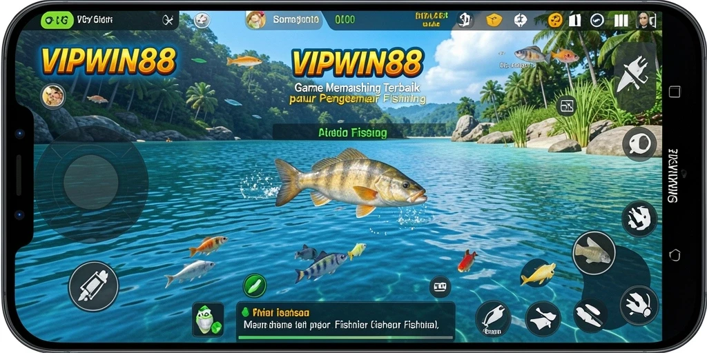 Tampilan gameplay VIPWIN88 yang menampilkan aksi memancing seru.